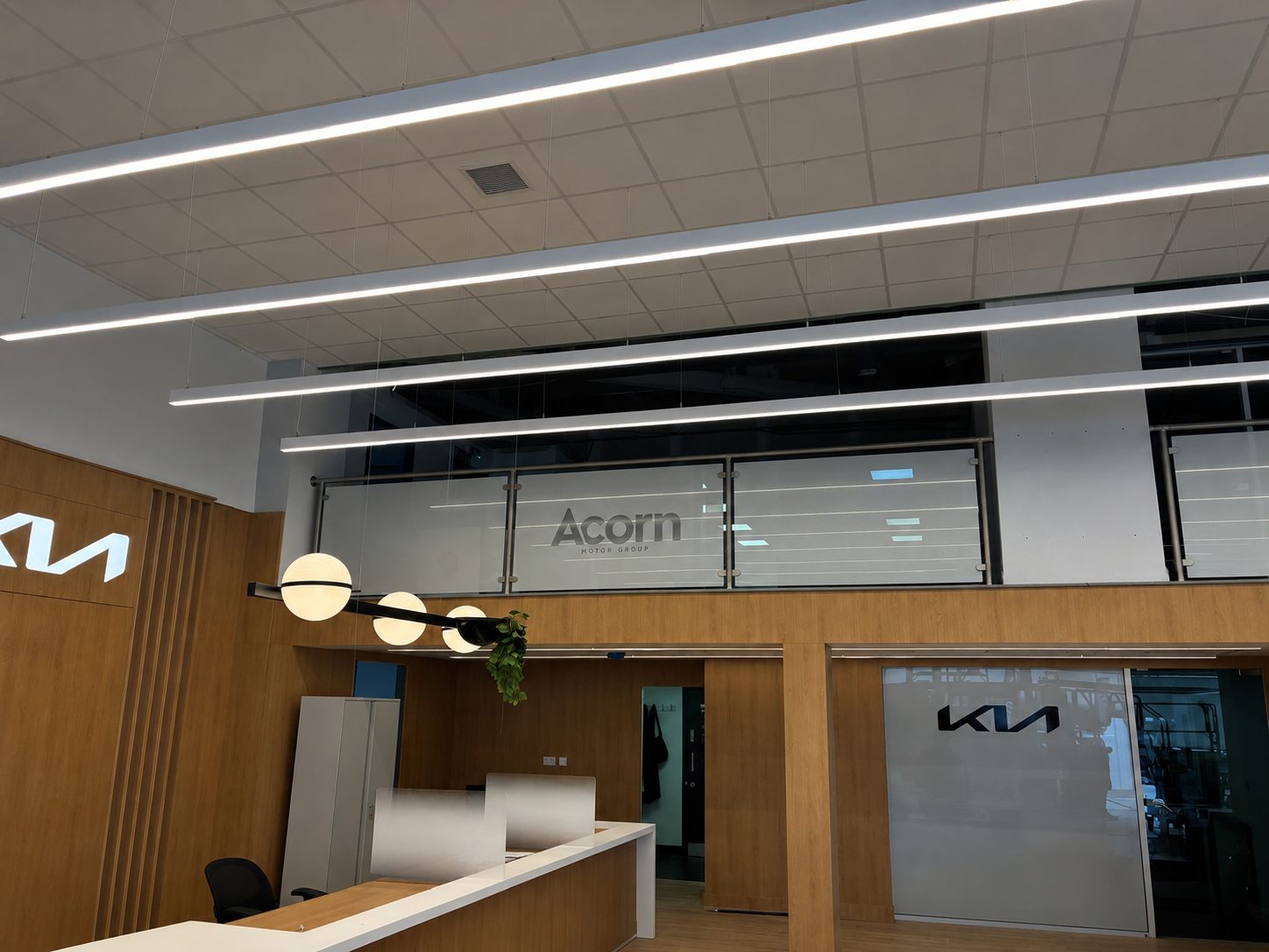 Feature lighting in a completed commercial reception